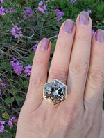 18k gold Smokey quartz HUGE vintage cocktail ring