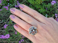18k gold Smokey quartz HUGE vintage cocktail ring