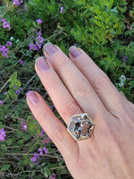18k gold Smokey quartz HUGE vintage cocktail ring