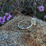 14k yellow gold Victorian turquoise & rose cut diamond ring