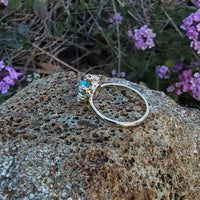14k yellow gold Victorian turquoise & rose cut diamond ring
