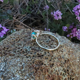14k yellow gold Victorian turquoise & rose cut diamond ring