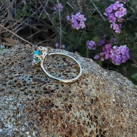 14k yellow gold Victorian turquoise & rose cut diamond ring