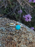 14k yellow gold Victorian turquoise & rose cut diamond ring