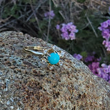 14k yellow gold Victorian turquoise & rose cut diamond ring