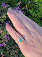 14k yellow gold Victorian turquoise & rose cut diamond ring