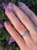 sterling silver top - 14k white gold moonstone & diamond antique ring