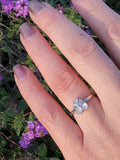 sterling silver top - 14k white gold moonstone & diamond antique ring