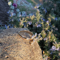 10k gold Victorian flower tulip seed pearl ring