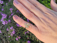 10k gold Victorian flower tulip seed pearl ring