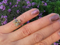 10k gold Victorian flower tulip seed pearl ring
