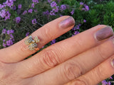 10k gold Victorian flower tulip seed pearl ring