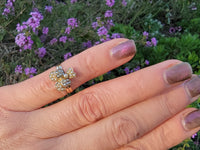 10k gold Victorian flower tulip seed pearl ring