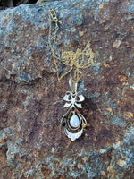 10k gold Victorian pearl BOW necklace pendant lavaliere