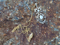 10k gold Victorian pearl BOW necklace pendant lavaliere