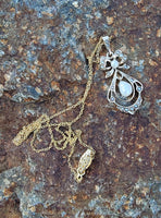 10k gold Victorian pearl BOW necklace pendant lavaliere