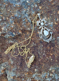 10k gold Victorian pearl BOW necklace pendant lavaliere