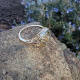 10k gold Victorian Moonstone & seed pearl crescent moon ring