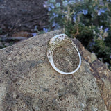 10k gold Victorian Moonstone & seed pearl crescent moon ring