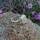 10k gold Victorian Moonstone & seed pearl crescent moon ring