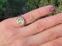 10k gold Victorian Moonstone & seed pearl crescent moon ring