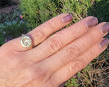 10k gold Victorian Moonstone & seed pearl crescent moon ring