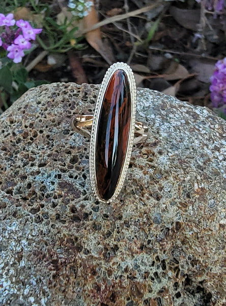14k gold c.1930's Deco Obsidian ring