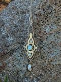 14k gold Victorian OPAL & pearl necklace pendant lavaliere