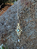 14k gold Victorian OPAL & pearl necklace pendant lavaliere