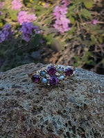 9ct gold Victorian pearl & garnet ring band - hallmarks