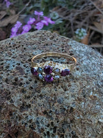 9ct gold Victorian pearl & garnet ring band - hallmarks