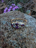 9ct gold Victorian pearl & garnet ring band - hallmarks