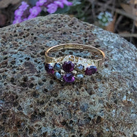 9ct gold Victorian pearl & garnet ring band - hallmarks