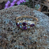 9ct gold Victorian pearl & garnet ring band - hallmarks