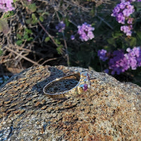 9ct gold Victorian pearl & garnet ring band - hallmarks