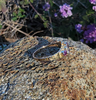 9ct gold Victorian pearl & garnet ring band - hallmarks