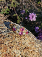 9ct gold Victorian pearl & garnet ring band - hallmarks
