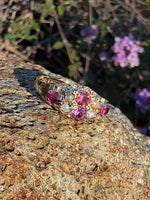9ct gold Victorian pearl & garnet ring band - hallmarks