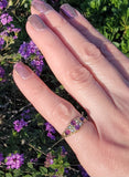 9ct gold Victorian pearl & garnet ring band - hallmarks