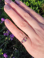 9ct gold Victorian pearl & garnet ring band - hallmarks