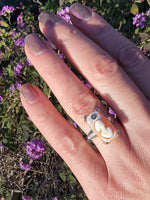 14k white gold c.1920's filigree carved shell cameo & diamond estate ring
