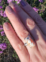 14k white gold c.1920's filigree carved shell cameo & diamond estate ring