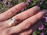14k white gold c.1920's filigree carved shell cameo & diamond estate ring