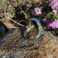 14k white gold vintage filigree Deco black ONYX & diamond Ring