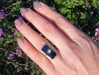 14k white gold vintage filigree Deco black ONYX & diamond Ring