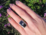 14k white gold vintage filigree Deco black ONYX & diamond Ring
