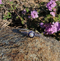 14k gold Deco enamel & pearl ring