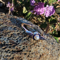 14k gold Deco enamel & pearl ring