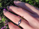 14k gold Deco enamel & pearl ring