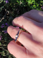 14k gold Deco enamel & pearl ring